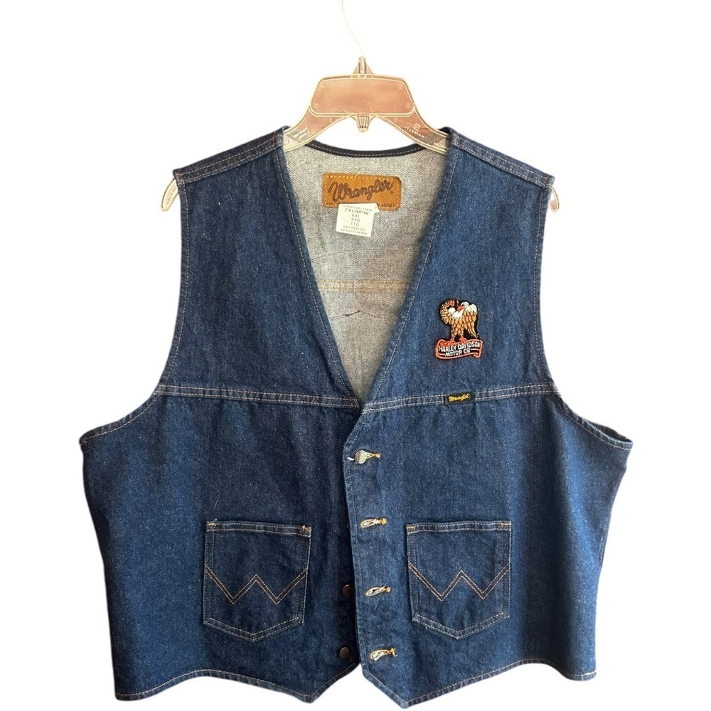 Wrangler dark rinse authentic western denim vest Sz XXL